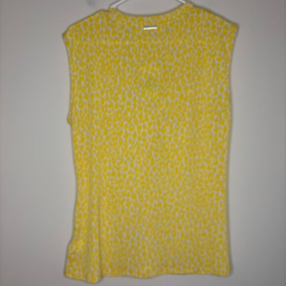 MICHAEL KORS NEW Sleeveless Blouse Womens L Yellow Twist Stretch Flowy Bright - Picture 3 of 6